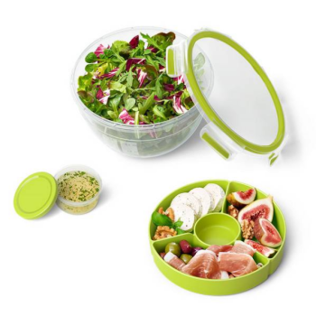 EMSA CLIP & GO Salatbox XL mit Einsätzen, 2,6 L, rund